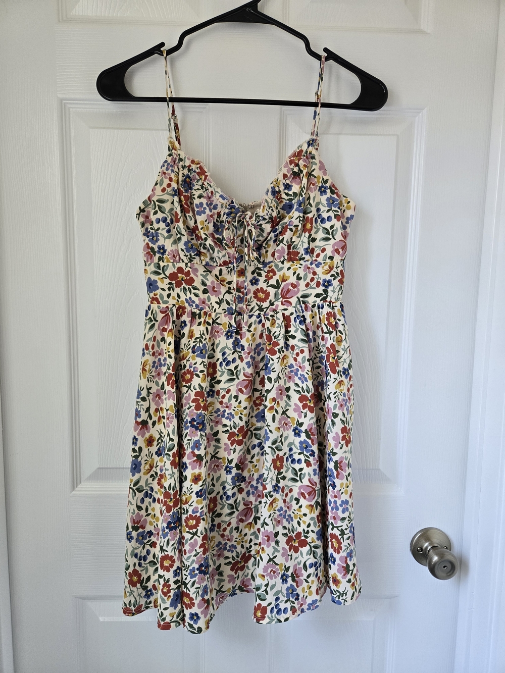 Summerland Floral Tie-Front Milkmaid Spaghetti Strap Sundress Mini